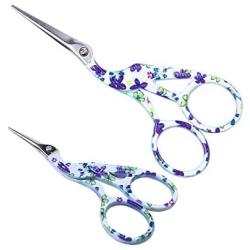 BIHRTC 2 Pairs Stainless Steel Sharp Tip Classic Stork Scissors Crane Design Sewing Scissors DIY Tools Dressmaker Shears Scissors for Embroidery, Craft, Needle Work, Art Work (3.6''-1pc+4.5''-1pc.)