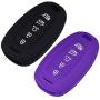 Lcyam Key Fob Cover Silicone Case Remote Holder Compatible with 2019 2020 2021 Hyundai Palisade Keyless Push Start 5 Button (Black Purple)