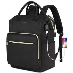 15 Laptop Backpack for Women, RFID Anti-Theft Business Travel Backpack with USB Charging Port, Water Resistant Slim College School Computer Bag for Girls Boys Men, Black