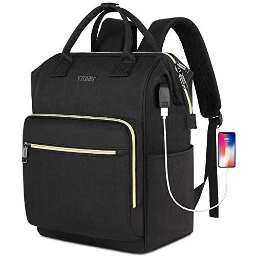 15 Laptop Backpack for Women, RFID Anti-Theft Business Travel Backpack with USB Charging Port, Water Resistant Slim College School Computer Bag for Girls Boys Men, Black