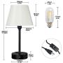 ZEEFO Touch Control Table Lamp Built in Dual USB Ports & AC Outlet, White Fabric Shade 3 Way Dimmable USB Nightstand Lamp,Two Edison LED Bulbs Included Bedside Lamps for Bedroom, Living Room (2 Pack)
