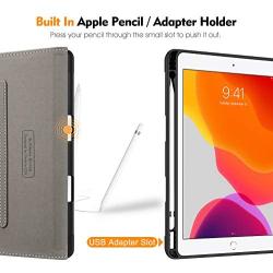 Fintie Folio Case for New iPad 8th Gen (2020) / 7th Generation (2019) 10.2 Inch - Multi-Angle Viewing Soft TPU Smart Stand Back Cover with Pocket, Pencil Holder, Auto Wake/Sleep, Black