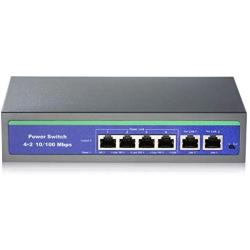 BIOXO 4 Port poe Switch with 2 Port Ethernet Uplink 100Mbps,Support IEEE802.3af/at, 78W High Power Network Switch Poe (Support Passive 48V PoE)