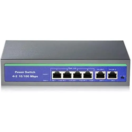 BIOXO 4 Port poe Switch with 2 Port Ethernet Uplink 100Mbps,Support IEEE802.3af/at, 78W High Power Network Switch Poe (Support Passive 48V PoE)