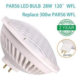 BAOMING PAR 56 LED Bulb, 28W LED PAR56 Replacement 300W PAR56 Halogen Bulb, Soft Warm White (2700~3000K), 120°Deg WFL AC/120V Base Type: GX16D