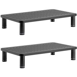 Husky Mounts Monitor Riser Laptop Stand, Adjustable Legs, Stackable, 14.5'' x 9.25'' x 3.25'' Max Height, Matte Black Steel (Black, 2-Pack)