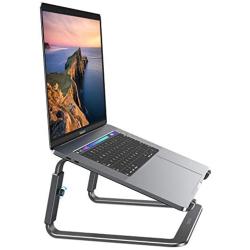 OMOTON Adjustable Laptop Stand for Desk, [Upgrade Version] 3-Level Height Laptop Holder Riser, Detachable Sturdy Aluminum Notebook Stand, for MacBook Pro and All 11-16 inches Laptops, Black