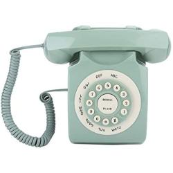 Bindpo Retro Telephone, 80s Classic Rotary Design Retro Landline Phone, Pastoral Style Wired Telephone, for Home Office Hotel - Light Green