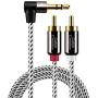 3.5mm to RCA Cable,CableCreation Angle 3.5mm Male to 2RCA Male Auxiliary Stereo Audio Y Splitter Gold-Plated for Smartphones, MP3, Tablets, Speakers,Home Theater,HDTV,1.6ft/0.5m