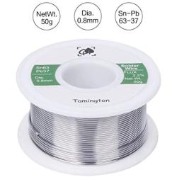 Solder Wire Sn63 Pb37 with Rosin Core for Electical Soldering 50g (0.8mm) by TAMINGTON