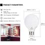Hansang G25 LED Globe Light Bulbs,60W Equivalent 5000K Daylight White Eye-friendly Decorative Vanity Round Light Bulbs E26 Base,Perfect For Vanity Makeup Mirror,droplight,Floor lamp,Non-Dimmable 4Pack