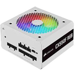 Corsair CX550F RGB, 550 Watt, 80 Plus Bronze, Fully Modular RGB White Power Supply