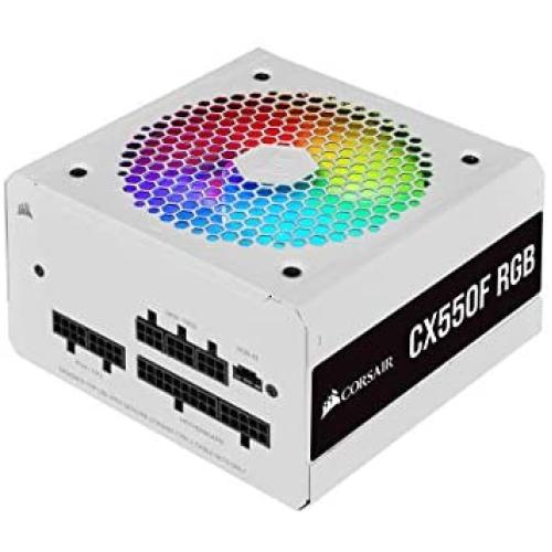 Corsair CX550F RGB, 550 Watt, 80 Plus Bronze, Fully Modular RGB White Power Supply