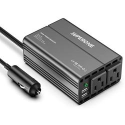 SUPERONE 300W Car Power Inverter DC 12V to 110V AC Converter with 4.8A Dual USB Car Adapter (2021 Latest, Black)
