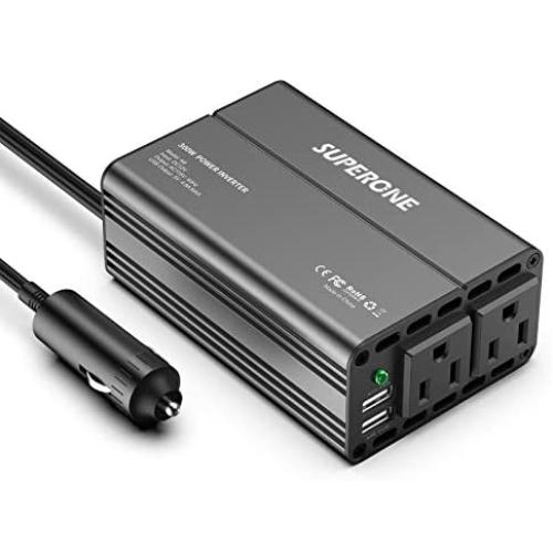 SUPERONE 300W Car Power Inverter DC 12V to 110V AC Converter with 4.8A Dual USB Car Adapter (2021 Latest, Black)