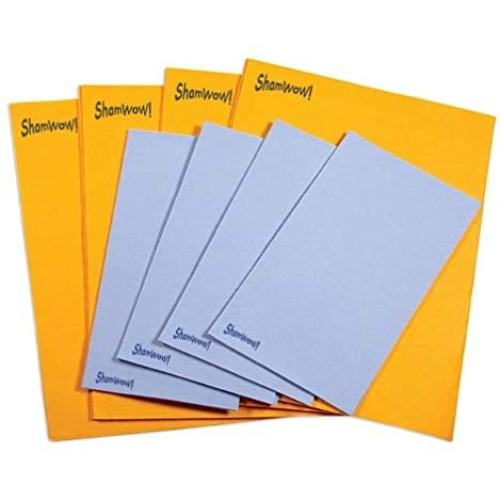 The Original Shamwow - Super Absorbent Multi-Purpose Cleaning Shammy (Chamois) Towel Cloth, Machine Washable, Will Not Scratch (8 Pack: 4 Large Orange and 4 Small Blue)