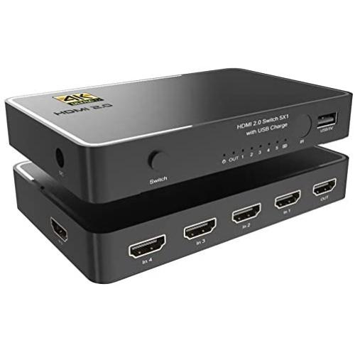 HDMI 2.0 Switch 5x1 ENKLEN Premium Quality 4K x 2K/ 60Hz HDMI Switcher with IR Remote, Support UHD CEC HDR,HDMI 2.0, HDCP 2.2,Full HD/3D,1080P,DTS/Dolby (5 In1 Out)