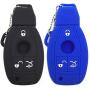 Ezzy Auto Black and Blue Silicone Rubber Key Fob Case Key Covers Key Jacket Skin Protectors fit for Mercedes Benz A B C E G R S Class
