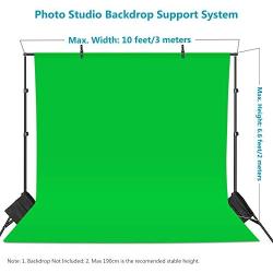 Neewer Photo Studio Adjustable 10ft/3m Wide Cross Bar 6.6ft/2m Tall Background Stand Backdrop Support System with 2 Backdrop Clamps, 2 Sandbags and Carry Bag for Portrait Product Video Shooting