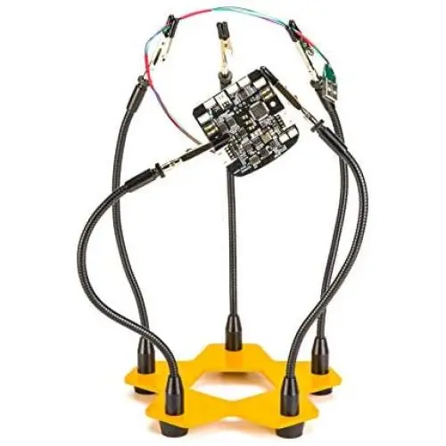 KOTTO Third Hand Professional Soldering Stand Tool PCB Holder Five Arms Helping Hands Crafts Jewelry Hobby Workshop Helping Station Non-Slip Steel Weighted Base for PCB Electronics Wires