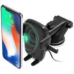 iOttie Easy One Touch Wireless Qi Fast Charge Car Mount Kit, Fast Charge: Samsung Galaxy S10 S9 Plus S8 S7 Edge Note 8 5, Standard Charge: IPhone X 8 Plus & Qi Enabled Devices, + Dual Car Charger