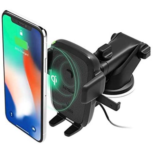 iOttie Easy One Touch Wireless Qi Fast Charge Car Mount Kit, Fast Charge: Samsung Galaxy S10 S9 Plus S8 S7 Edge Note 8 5, Standard Charge: IPhone X 8 Plus & Qi Enabled Devices, + Dual Car Charger
