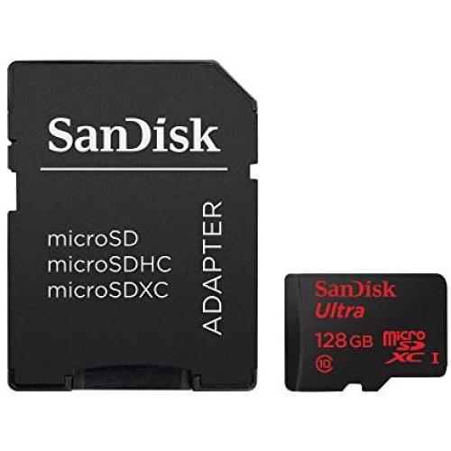 SanDisk Ultra 128GB microSDXC UHS-I Card with Adapter, Black, Standard Packaging (SDSQUNC-128G-GN6MA)