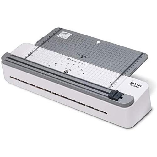 Nuova 2 in one Thermal Laminator/Paper Cutter, 13'' Max Width, Quick Warm-Up, White/Grey