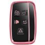 Royalfox(TM) 5 Buttons Full TPU Smart keyless Entry Remote Key Fob case Cover for Land Rover Defender Discovery Sport LR3 LR4 Range Rover Sport Evoque Velar,Jaguar XF XJ XJL XE F-PACE (Pink/Black)