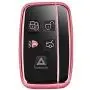 Royalfox(TM) 5 Buttons Full TPU Smart keyless Entry Remote Key Fob case Cover for Land Rover Defender Discovery Sport LR3 LR4 Range Rover Sport Evoque Velar,Jaguar XF XJ XJL XE F-PACE (Pink/Black)