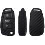 M.JVisun Soft Silicone Rubber Carbon Fiber Texture Case for Audi Flip Car Remote Key Fob Cover for Audi A1 A3 A4 A6 A8 Quattro Q2 Q3 Q7 R8 RS3 RS6 S3 S6 TT TTS Remote Key - Black - Round Keychain