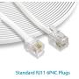 SHONCO 2 Pack 6M 20ft Phone Telephone Extension Cord Cable Line Wire with Standard RJ11 6P4C Plugs for Landline Telephone- White