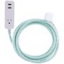 Cordinate Designer 1-Outlet 2-USB Charging Extension Cord with Surge Protection, Mint Braided Décor Fabric Cord, 10 ft, 2.4A USB Charging Ports, with Tamper Resistant Safety Outlets, 37918