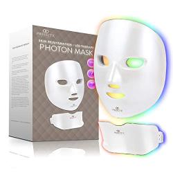 Project E Beauty Photon Skin Rejuvenation Face & Neck Mask | Wireless LED Photon Red Blue Green Therapy 7 Color Light Treatment Anti Aging Spot Removal Wrinkles Whitening Facial Skin Care Mask