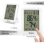 Brinonac Digital Hygrometer Home Office Electronic Thermometer Big LCD Touch Screen Time Clocker with Backlit Calander Clock Alarm