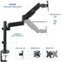 VIVO Black Heavy Duty Articulating Single Pneumatic Spring Arm Desk Mount Stand, Fits Standard and Large Ultrawide Monitor Screen up to 35 inches with Maximum VESA 200x100, STAND-V101H