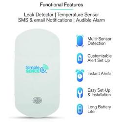 SimpleSENCE Water Leak and Freeze Detector, Smart WiFi Water and Freeze Sensor with Audible Alarm and Text & E-Mail Notification. Continuous Monitoring for Your Home and Investment Property (3 Pack).