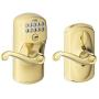 Schlage FE595 V PLY 505 FLA Plymouth Keypad Entry with Flex-Lock and Flair Style Levers, Bright Brass