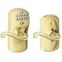 Schlage FE595 V PLY 505 FLA Plymouth Keypad Entry with Flex-Lock and Flair Style Levers, Bright Brass