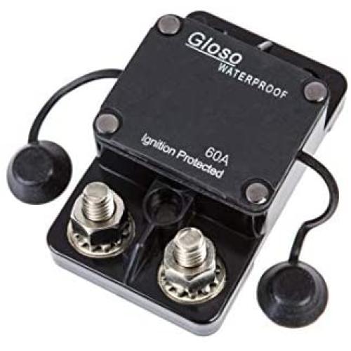 GLOSO E9A Waterproof Breaker Auto Reset (T1) 60A Side by Side Stud IP67 Marine Hi-Amp Circuit Breaker (60A)