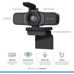 Amcrest 1080P Webcam with Microphone & Privacy Cover, Web Cam USB Camera, Computer HD Streaming Webcam for PC Desktop & Laptop w/ Mic, Wide Angle Lens & Large Sensor for Superior Low Light (AWC201-B)