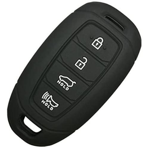 Coolbestda Rubber 4 Buttons Key Fob Cover Remote Case Keyless Protector Skin Jacket for Hyundai Kona Azera Grandeur IG Black