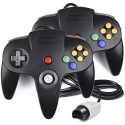 2 Pack N64 Controller, iNNEXT Classic Wired N64 64-bit Game pad Joystick for Ultra 64 Video Game Console N64 System (Black)