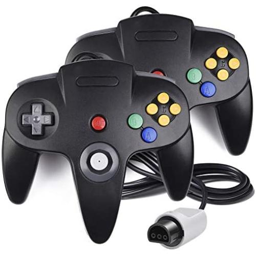 2 Pack N64 Controller, iNNEXT Classic Wired N64 64-bit Game pad Joystick for Ultra 64 Video Game Console N64 System (Black)