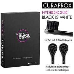 Curaprox Black is White Black Electric Toothbrush with 2 Carbon-Coated Toothbrush Heads