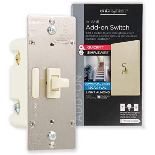 Enbrighten Almond Add QuickFit and SimpleWire, Z-Wave/Zigbee Smart Lighting Controls, Compatible with Alexa, Google Assistant, NOT A STANDALONE Switch, Toggle, 12732