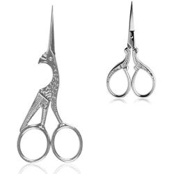 BIHRTC 4.5 Inch Bird Sewing Scissors and 3.6 Inch Embroidery Scissors Stainless Steel Sharp Tip Classic Stork Scissors DIY Tools Dressmaker Shears Scissors for Sewing Craft Needpoint Silver Scissors