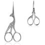 BIHRTC 4.5 Inch Bird Sewing Scissors and 3.6 Inch Embroidery Scissors Stainless Steel Sharp Tip Classic Stork Scissors DIY Tools Dressmaker Shears Scissors for Sewing Craft Needpoint Silver Scissors