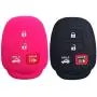 2Pcs Coolbestda 4buttons Key Fob Cover Skin Remote Case Keyless Entry Jacket Bag for Toyota Camry SE LE Avalon Corolla RAV4 Venza Highlander Sequoia HYQ12BDM Rose Black