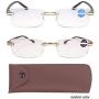 KoKoBin Blue Light Blocking Men - 2 Pair Computer Reading Glasses Rimless Readers Lightweight Anti Eyestrain, 2.50 Strength